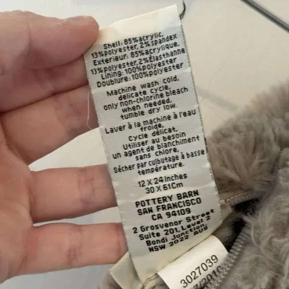 Pottery Barn Throw Pillow Cover Faux Fur 12 X 24 Gray Rectangle Pillow Case - Picture 4 of 5